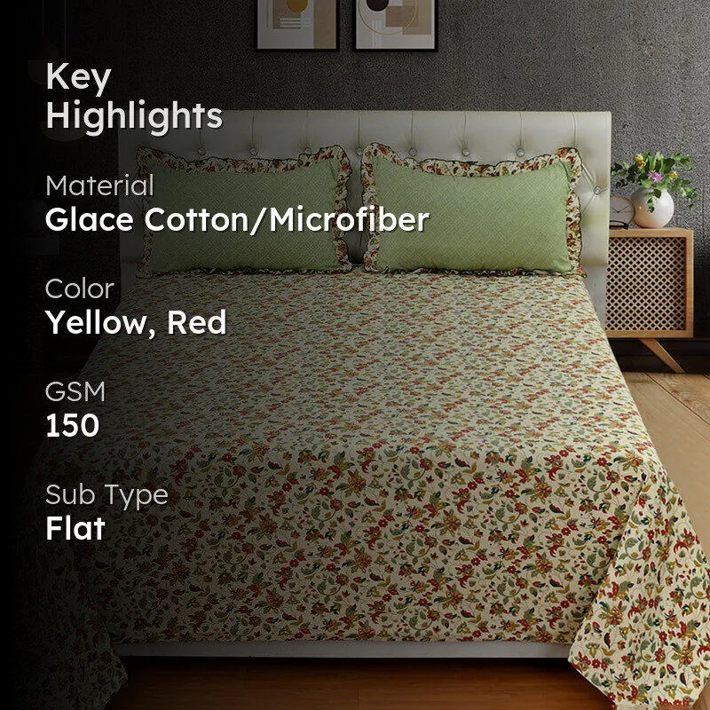 Flixe Floral Microfiber Microfiber Bedsheet - 150 GSM media 2