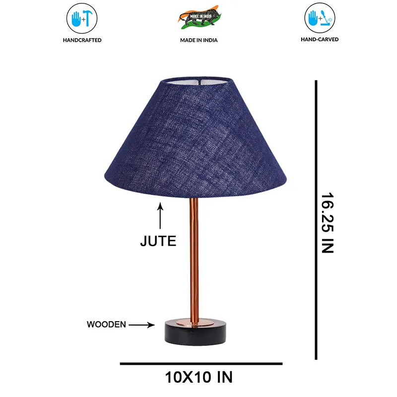 Sienna II Rodin Wooden Table Lamp - Blue,Copper,Black media 7
