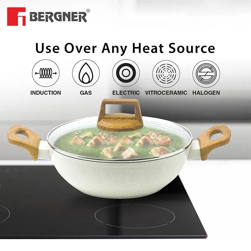 Bergner Smooth Sear Non-Stick Kadhai With Lid (26 cm/2000 mL) - Set of Two media 6