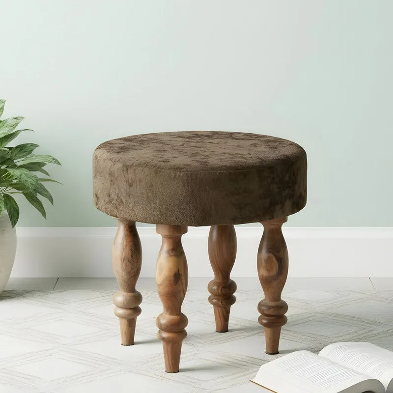 Rirox Sheesham Wooden Stools (Brown) - Set Of Two media 4