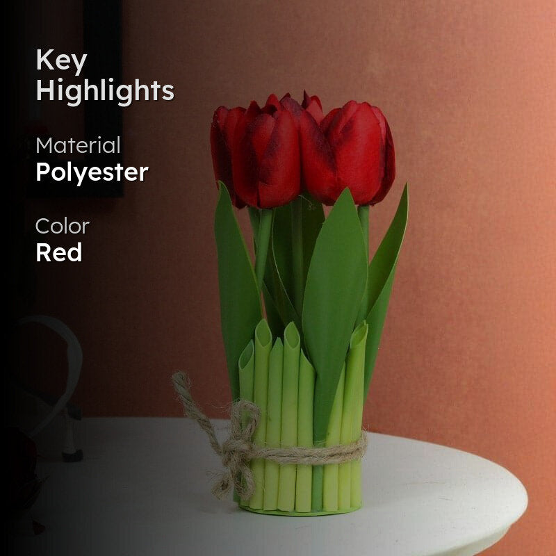 Faux Tube Tulip Flower Bunch - Red media 2