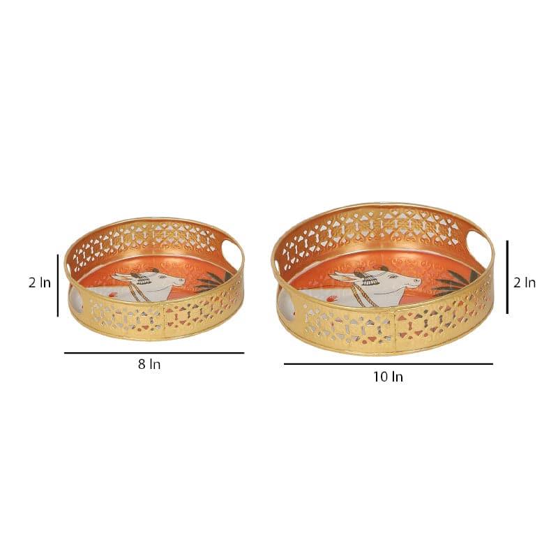 Pichwai Nandi Ethnic Tray - Set Of Two media 5