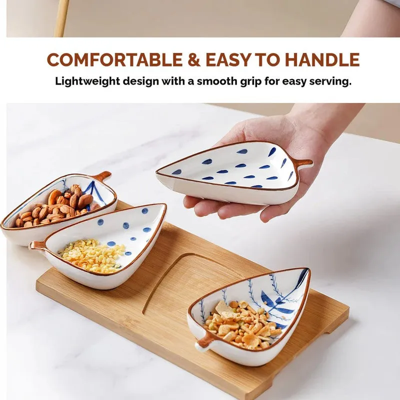 Rioware Ripple Edge Ceramic Platter (White,Blue) - Set of Four media 6