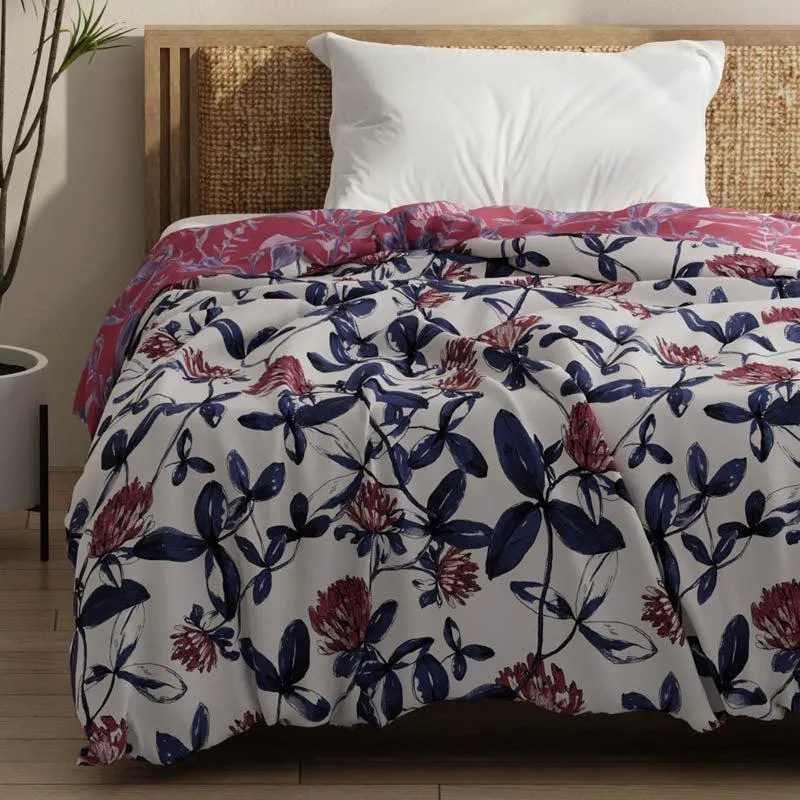 Miara Floral Reversible Microfiber Comforter (Pink) - 150 GSM media 3