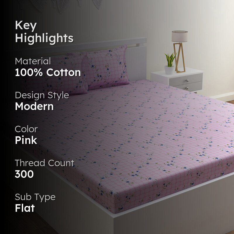 Astha Printed Cotton Bedsheet - 300 TC media 2