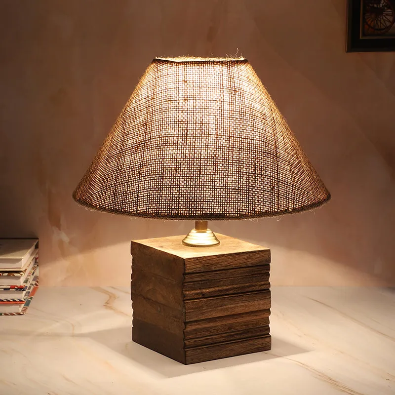 Tatami Cube Solid Mango Wood Table Lamp - Beige,Brown media 5