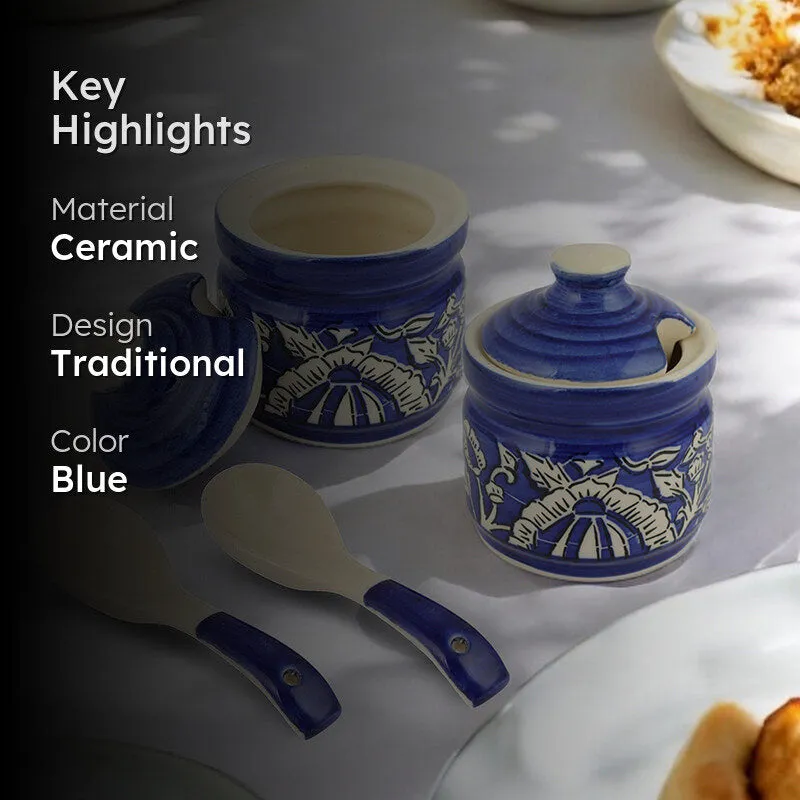 Arraina Ceramic Jar (Blue/200 mL) - Four Piece Set media 2