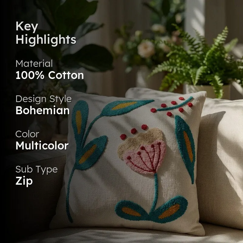 Stitch Bloom Tufted Cotton Cushion Cover media 2