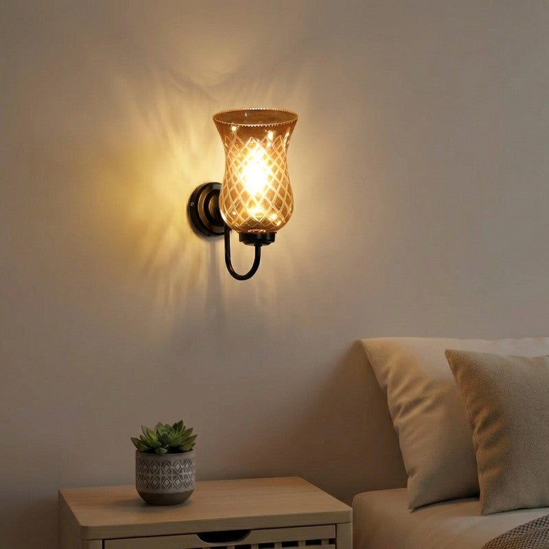 Honey Glow Arched Base Decorative Glass Wall Lamp