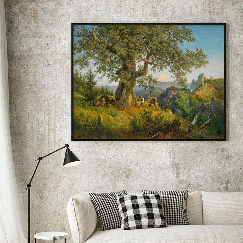 Mountain Side Canvas Painting - Black Frame media 1