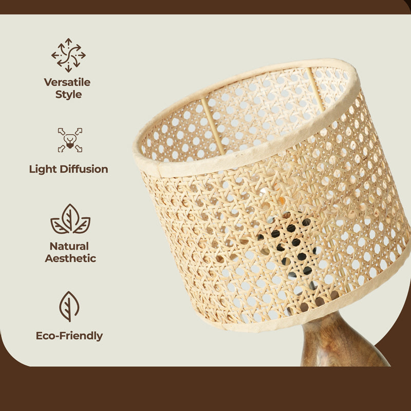 SoftLit Rattan Mango Wood Table Lamp - Beige,Brown media 6