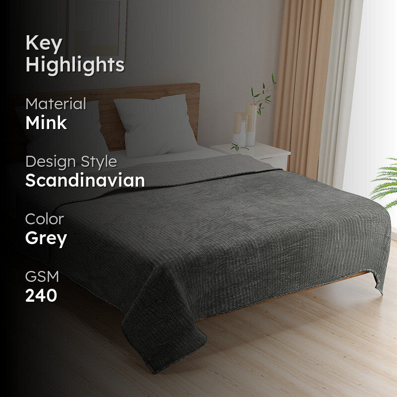Swayam Seda Mink Blanket (Grey) - 240 GSM media 2