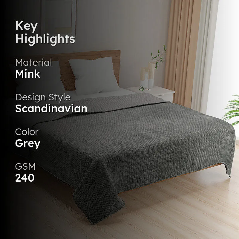Swayam Seda Mink Blanket (Grey) - 240 GSM media 2