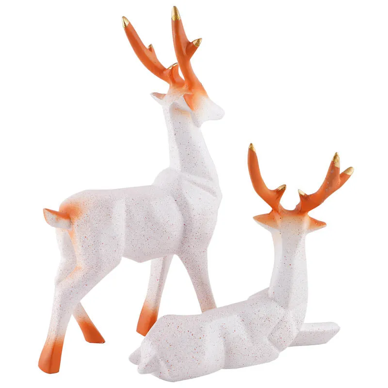 Opulent Stag Painted Polyresin Show Piece (White)- Set Of Two media 5