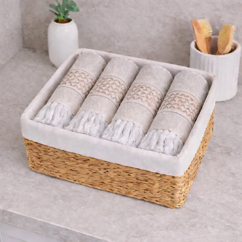 MosacStrip Cotton Hand Towel (Beige) - Set Of Four media 1