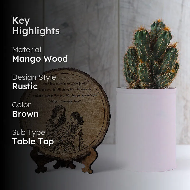 Mother's Day Wishes To Grandma Wood Showpiece - Round media 2