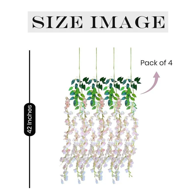 Wisteria Lizzia Silk Artificial Flower Vine - Pink media 8