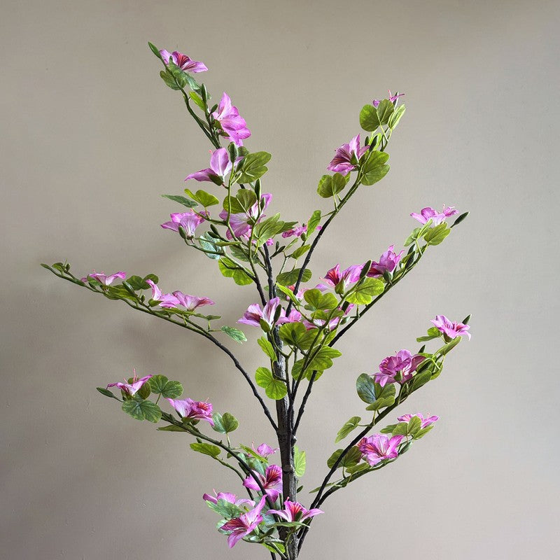 Bauhinia Artificial  Plant With Black Plastic Pot (Pink,Green) - 160 cm (5.2 ft) media 4
