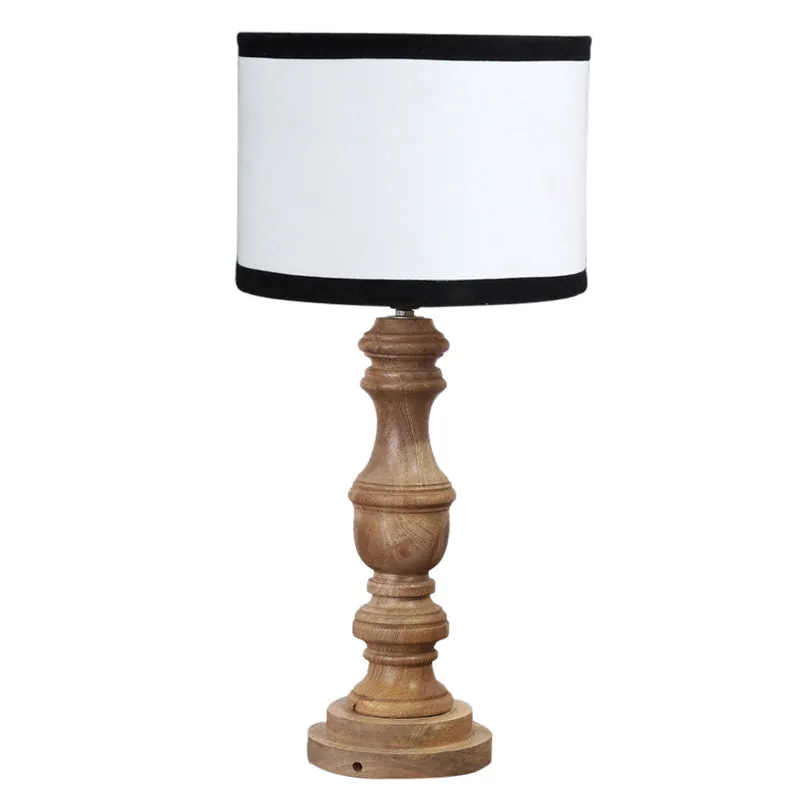 Cotin I Stripe Carve Wooden Table Lamp - White,Brown media 6