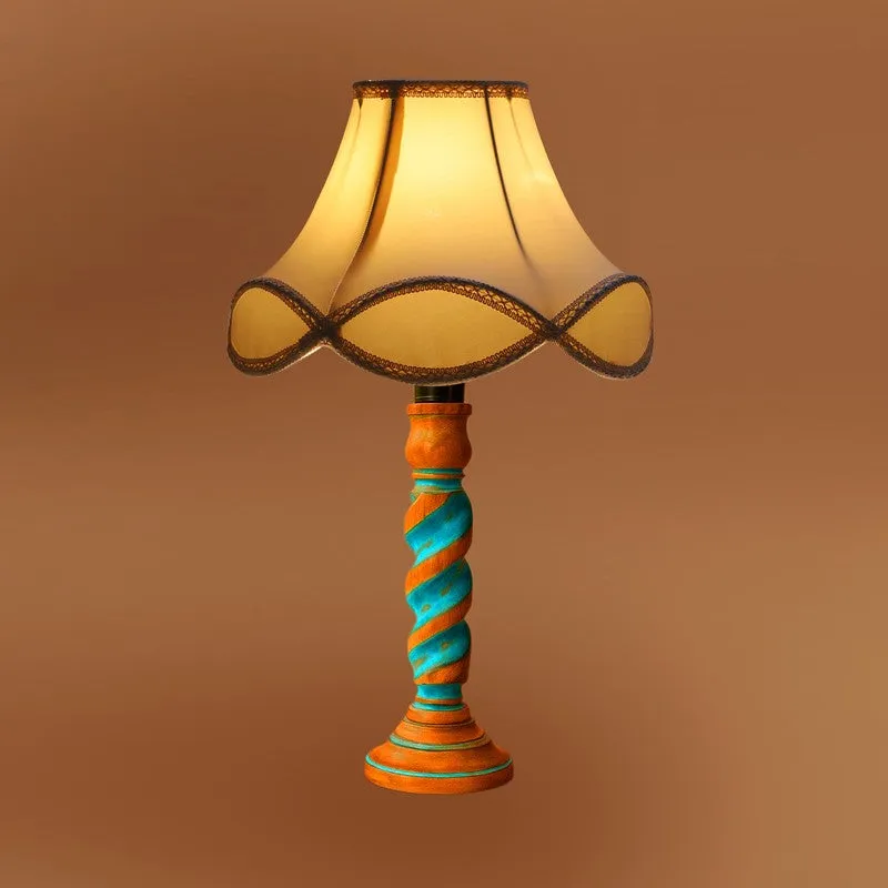 Elara Oria Wooden Table Lamp - OffWhite media 7