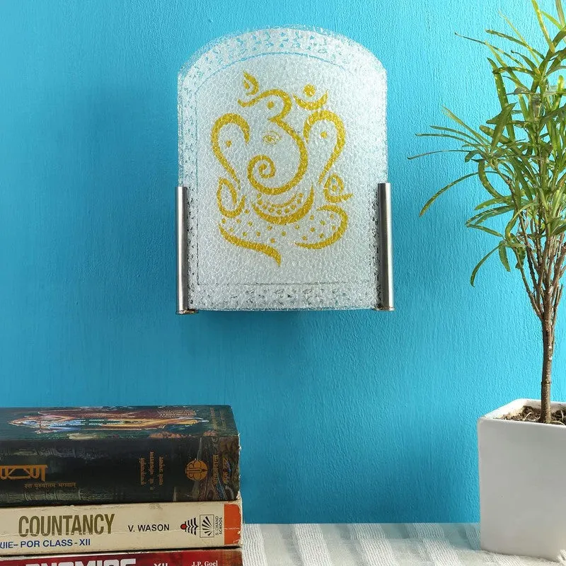 Divine Ganpati Glass Wall Lamp - White media 3