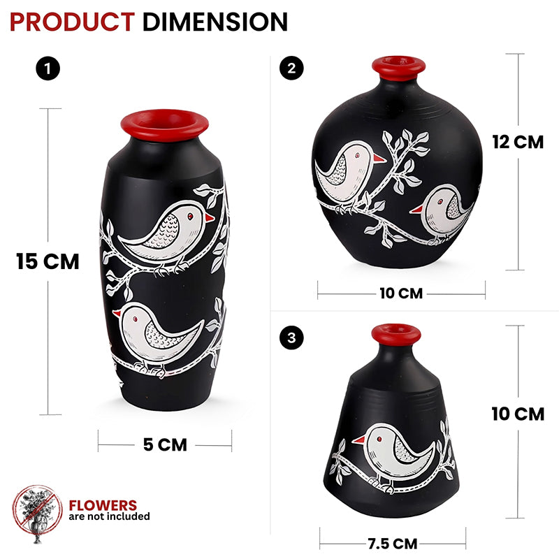Neel Pakhi Handpainted Terracotta Vase - Set Of Three media 7