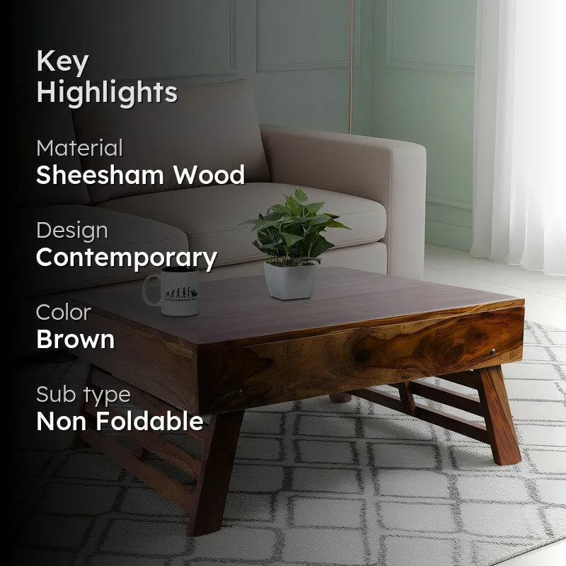 Servo Sheesham Wooden Center Table - Dark Brown media 2