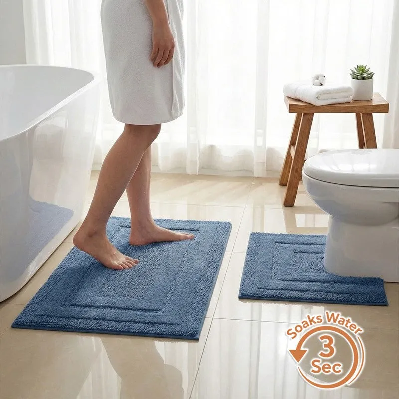 Aqualoom Anti skid Bath Mat (Blue) - Set Of Two media 1