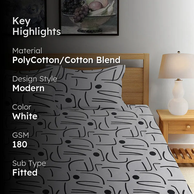 Juniper Fitted Bedsheet (White) - 180 GSM media 2