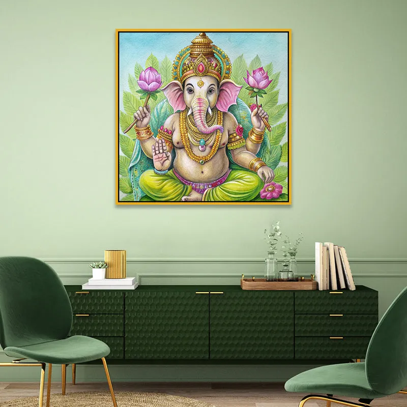Vibrant Ganesha Canvas Wall Art With Frame media 5
