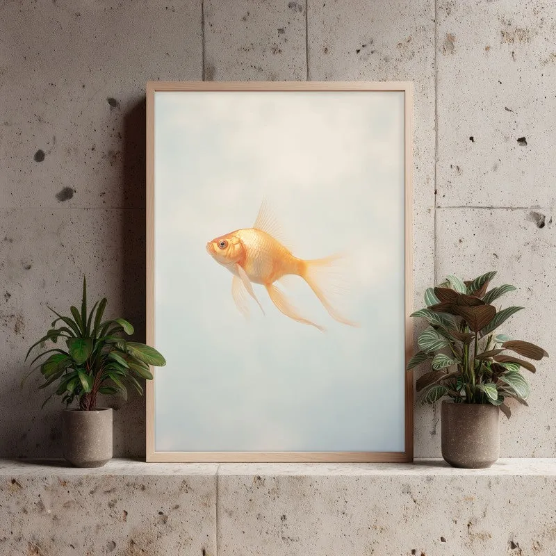 Goldfish Glam Archival Canvas Wall Art - Natural Brown Frame media 4