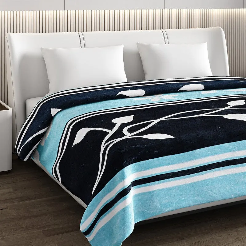 Monte Carlo Ocean Blossom Blanket (Black,Blue)- 550 GSM media 4