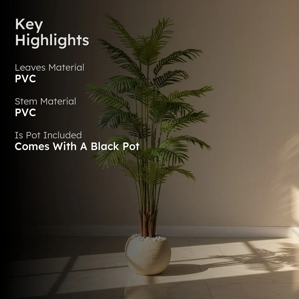 Artificial Arica Palm Plant With Black Fiber Pot - 4.9 Feet media 2