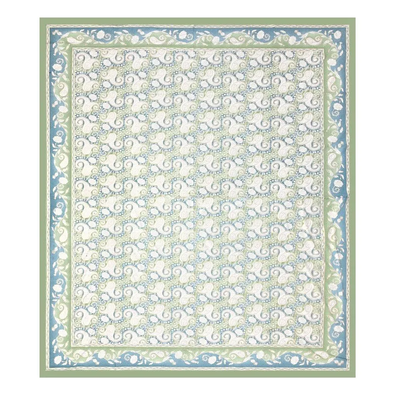 Mango Muse Cotton Bedsheet (White,Green) - 180 GSM media 5