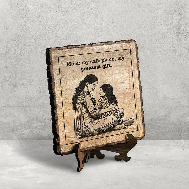 Mom Is A Safe Place Wood Showpiece - Square media 3