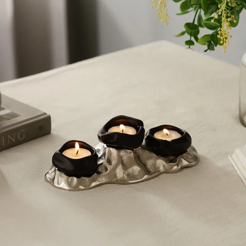 Regal Lotus Candle Holder - Black media 1