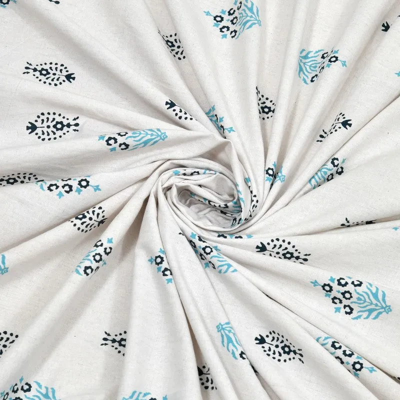 Gardenon Cotton Bedsheet (White,Teal) - 240 TC media 5