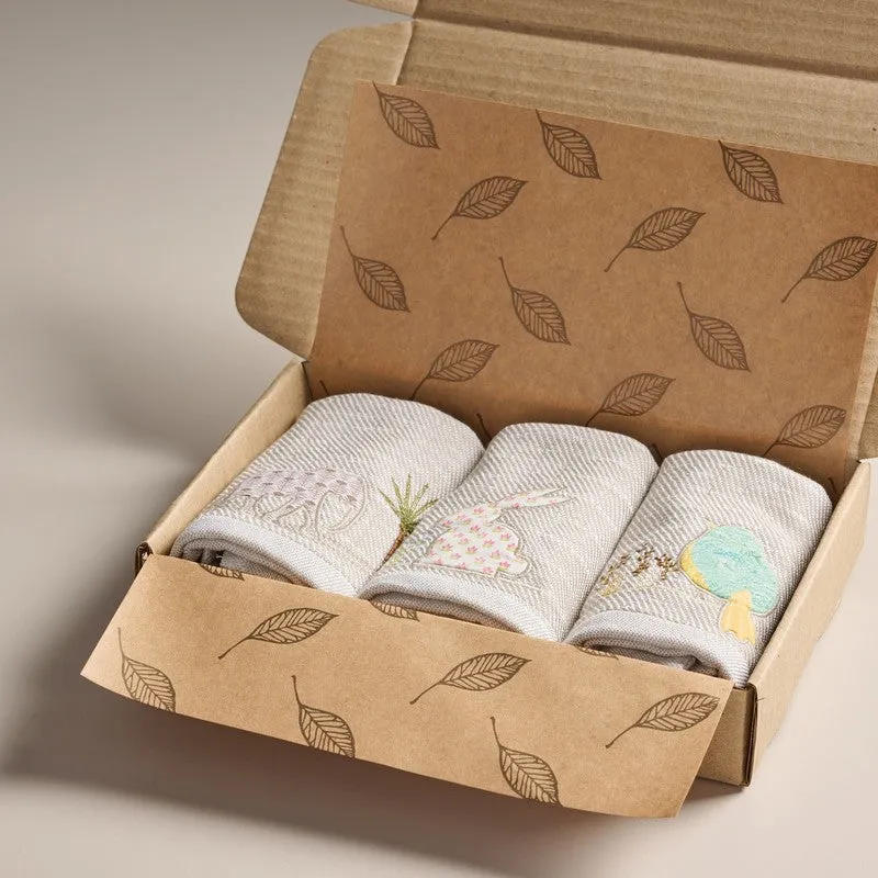 Cushira Applique Bamboo Cotton Gifting Hand Towels - Set Of Three media 3