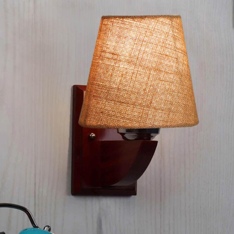 Sandy Serene Conical Wooden Wall Lamp