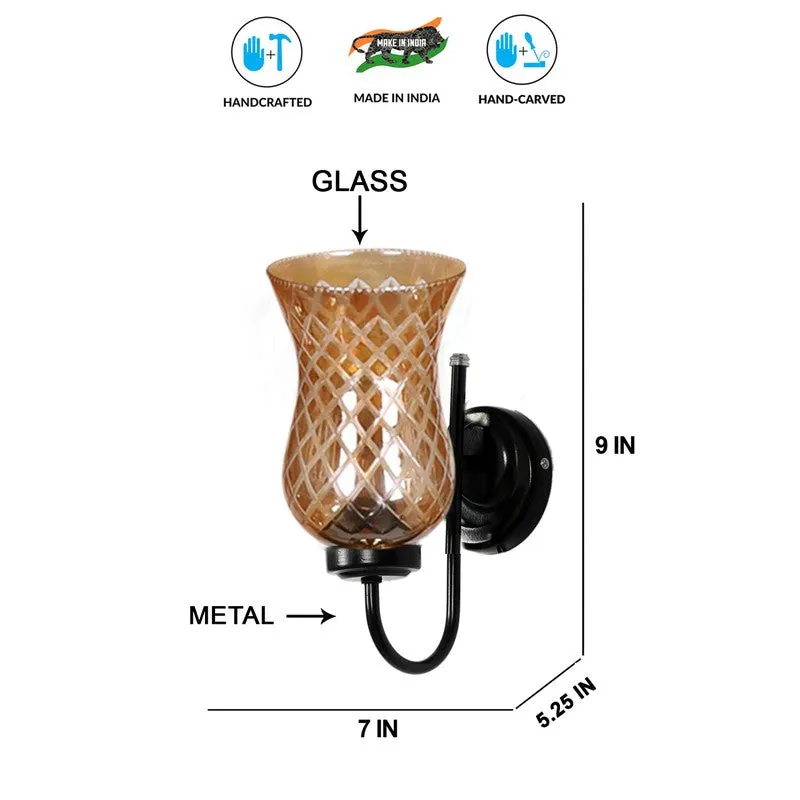 Honey Glow Arched Base Decorative Glass Wall Lamp media 10