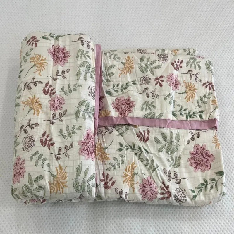 Fleuris Cotton Comforters (White,Pink) - 350 GSM media 7
