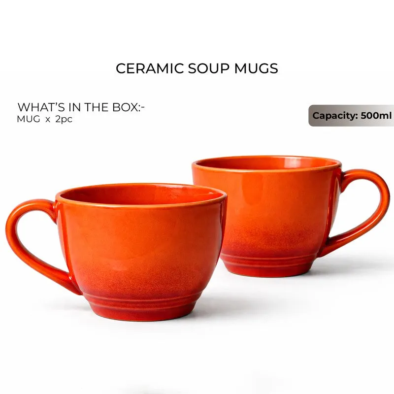 Whimsi Ceramic Coffee Mug (500 mL Each,Orange) - Set Of Two media 3