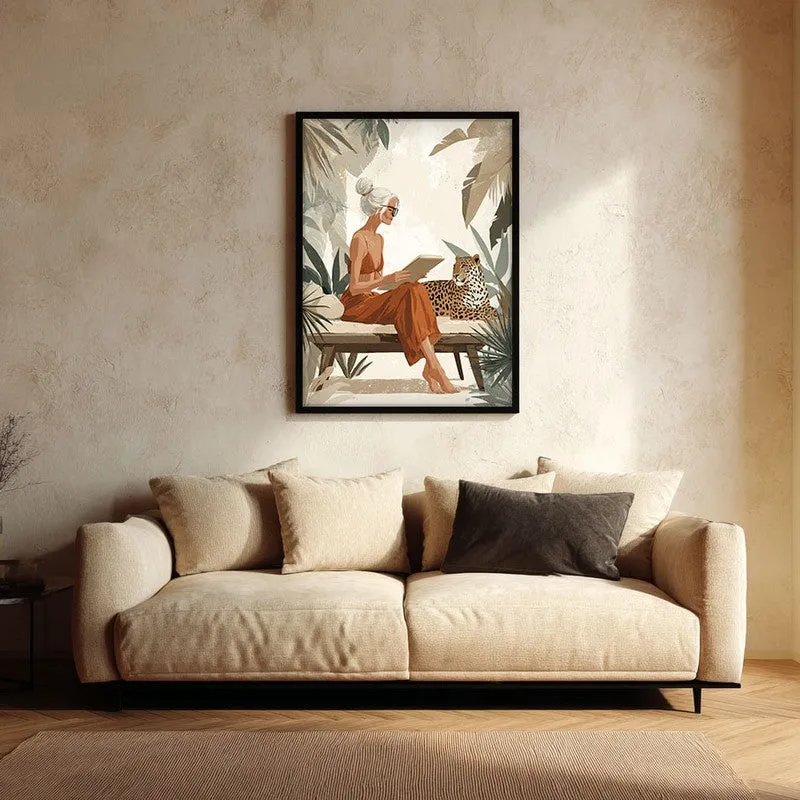 Leopard Lounge Canvas Wall Painting - Black Frame media 1