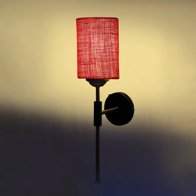 Beryll Cylindrical Jute Wall Lamp - Maroon media 5