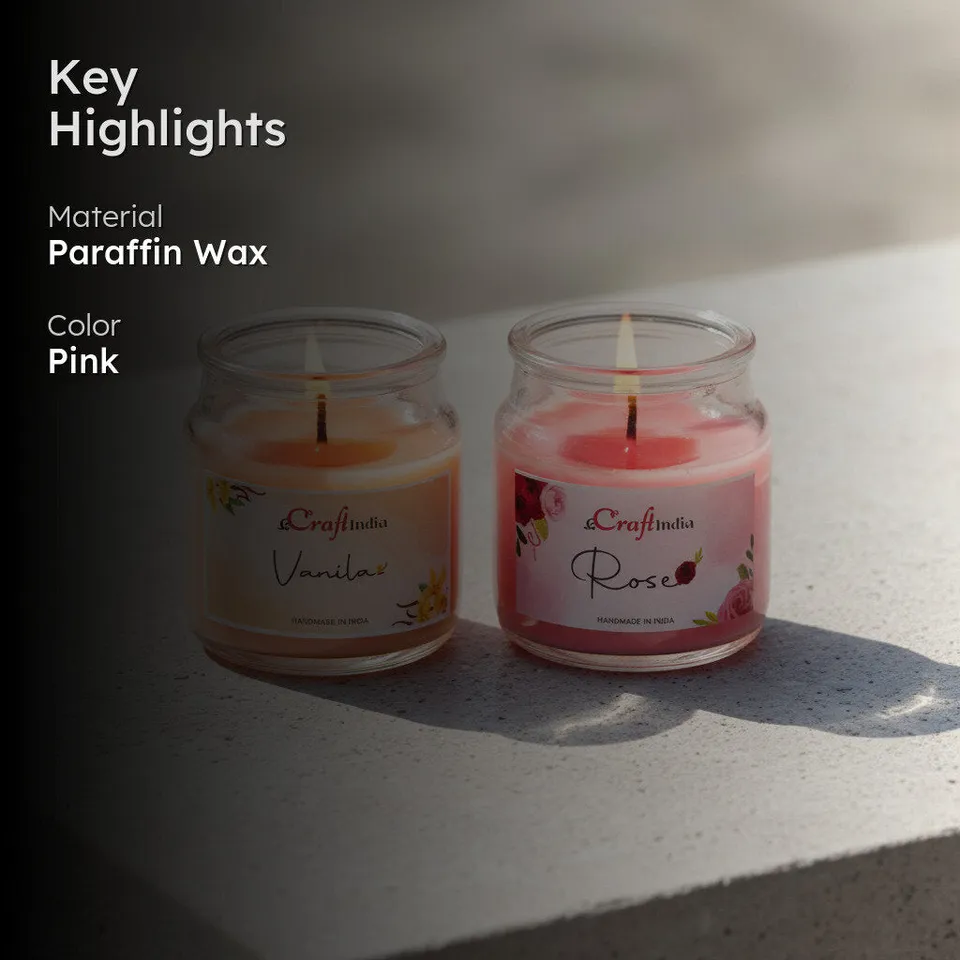 Vanilla & Rose Scented Jar Candle - Set Of Two media 2
