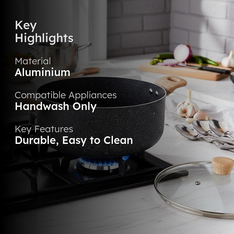 Bergner Terra Black Induction Safe Non-Stick Cooking Pot With Lid - 20 cm/3000 mL media 2
