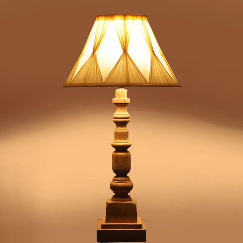 Pleatra Pinch Arbor Wooden Table Lamp - Ivory,Brown media 5