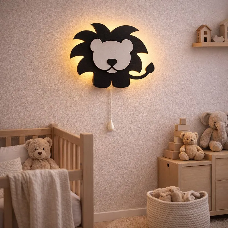 Pureva Lion Battery Operated MDF Wall Lamp - Black media 7