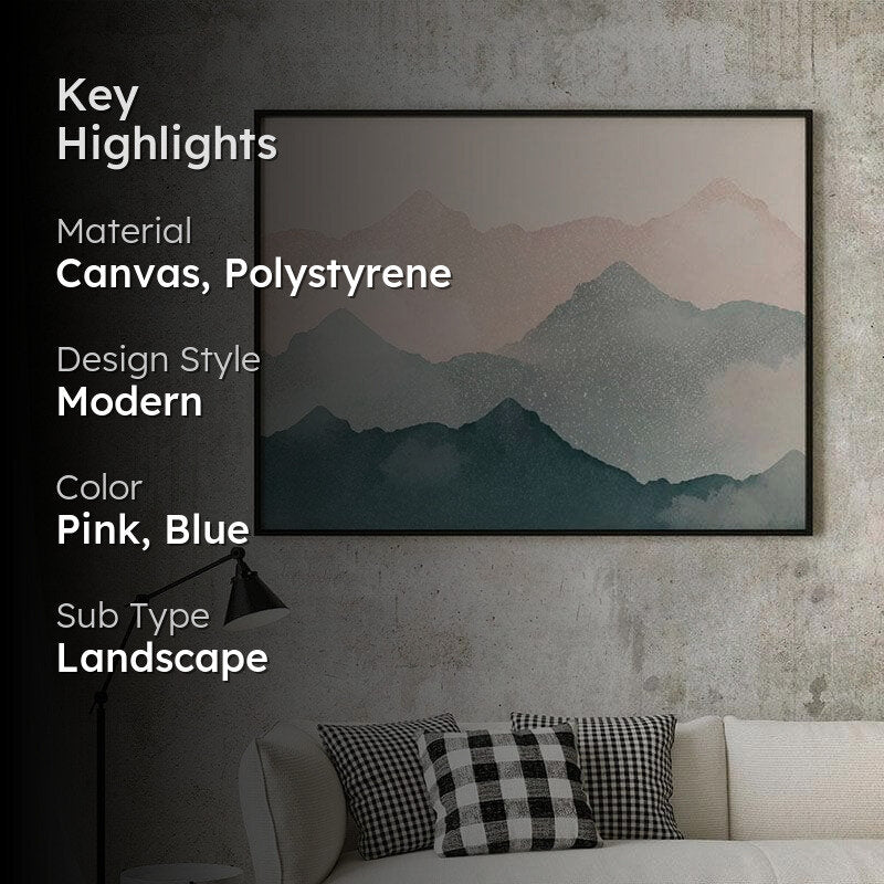 Green Mountains Canvas Wall Painting - Black Frame media 2