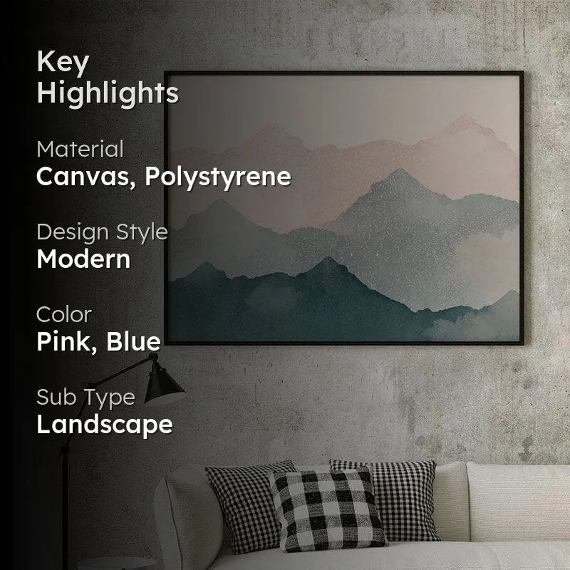 Green Mountains Canvas Wall Painting - Black Frame media 2